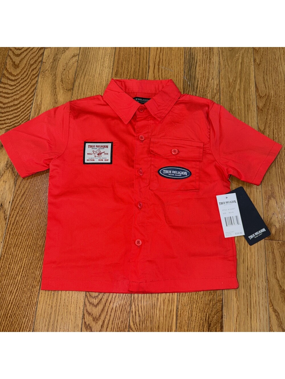 Size M(5/6 ) Boys True Religion Red Button Up Shirt Red Color NWT